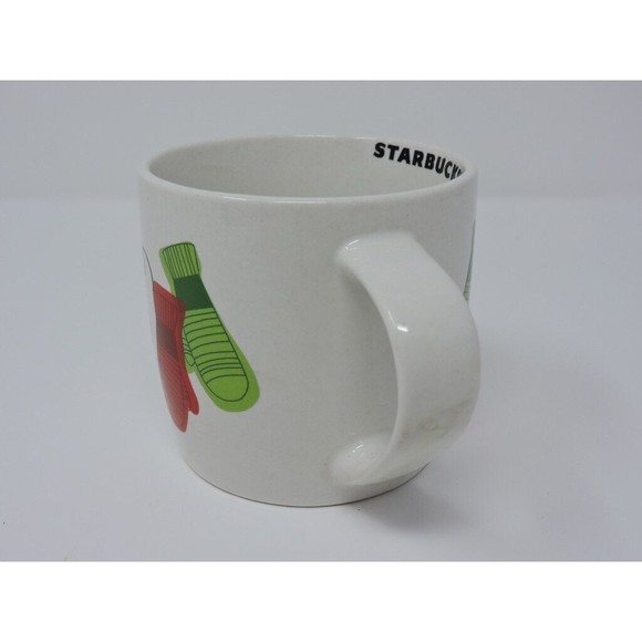 2011 Starbucks Holiday Dove & Mittens Red & Green White Coffee Mug Cup 10oz - Picture 11 of 14